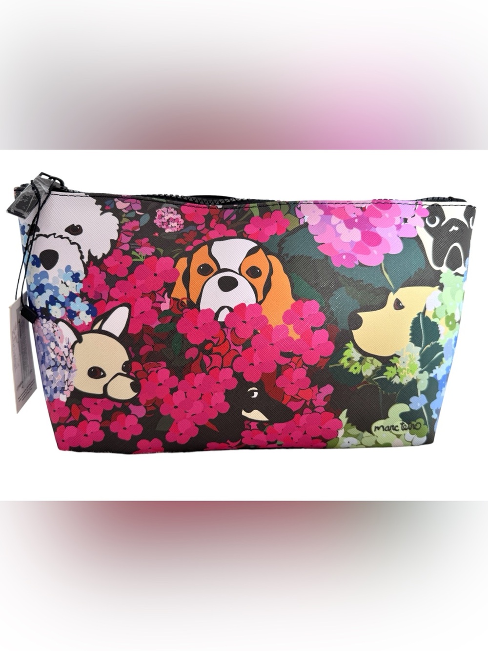 Marc Tetro Dogs and Flowers Makeup Bag - NWT